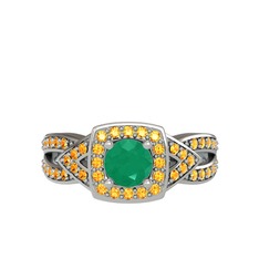 Aurora Yüzük - Kök zümrüt ve sitrin 925 ayar gümüş yüzük #pfs5kj