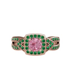 Aurora Yüzük - Pembe kuvars ve yeşil kuvars 14 ayar rose altın yüzük #q1q05u