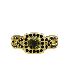 Peridot ve siyah zirkon 18 ayar altın yüzük
