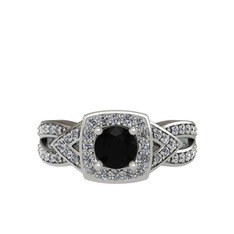 Aurora Yüzük - Siyah zirkon ve pırlanta 18 ayar beyaz altın yüzük (0.414 karat) #rxr2r4