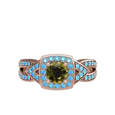 Aurora Yüzük - Peridot ve akuamarin 18 ayar rose altın yüzük #shxcyh