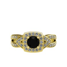 Aurora Yüzük - Siyah zirkon ve swarovski 18 ayar altın yüzük #si1440