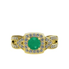 Aurora Yüzük - Kök zümrüt ve swarovski 8 ayar altın yüzük #uprjyw