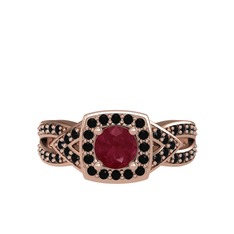 Aurora Yüzük - Kök yakut ve siyah zirkon 8 ayar rose altın yüzük #urwlut