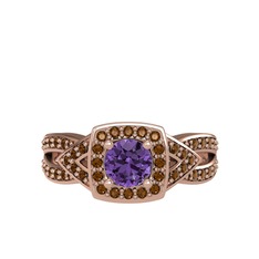 Aurora Yüzük - Ametist ve dumanlı kuvars 925 ayar rose altın kaplama gümüş yüzük #uwcbmb