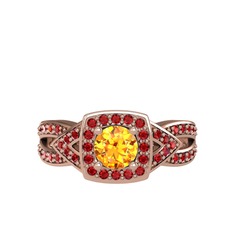 Aurora Yüzük - Sitrin ve garnet 14 ayar rose altın yüzük #xdpmgt