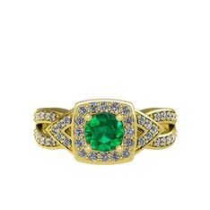 Yeşil kuvars ve pırlanta 14 ayar altın yüzük (0.414 karat)