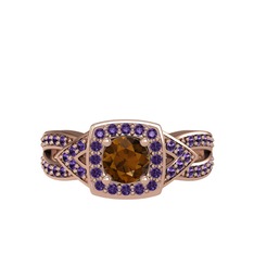 Aurora Yüzük - Dumanlı kuvars ve ametist 14 ayar rose altın yüzük #zldner