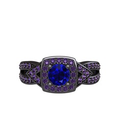Aurora Yüzük - Lab safir ve ametist 925 ayar siyah rodyum kaplama gümüş yüzük #zlgp2u