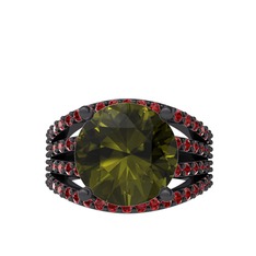Amira Yüzük - Peridot ve garnet 925 ayar siyah rodyum kaplama gümüş yüzük #10ldoqv