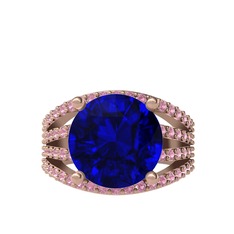 Lab safir ve pembe kuvars 14 ayar rose altın yüzük