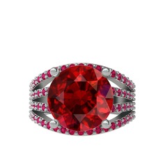Garnet ve rodolit garnet 18 ayar beyaz altın yüzük