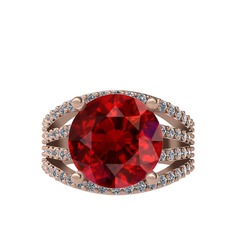 Garnet ve pırlanta 18 ayar rose altın yüzük (0.93 karat)