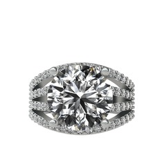 Beyaz zirkon ve swarovski 14 ayar beyaz altın yüzük