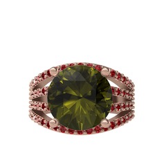 Peridot ve garnet 14 ayar rose altın yüzük