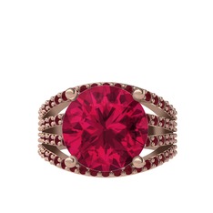 Amira Yüzük - Rodolit garnet ve kök yakut 14 ayar rose altın yüzük #15900qh