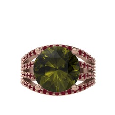 Amira Yüzük - Peridot ve kök yakut 14 ayar rose altın yüzük #15dj4bo