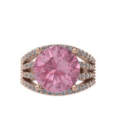 Amira Yüzük - Pembe kuvars ve pırlanta 925 ayar rose altın kaplama gümüş yüzük (0.93 karat) #15ew15e