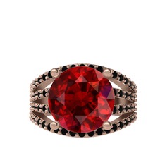 Amira Yüzük - Garnet ve siyah zirkon 18 ayar rose altın yüzük #16j7x9y