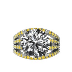 Swarovski ve sitrin 14 ayar beyaz altın yüzük