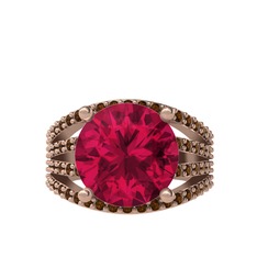 Amira Yüzük - Rodolit garnet ve dumanlı kuvars 925 ayar rose altın kaplama gümüş yüzük #16tsz83