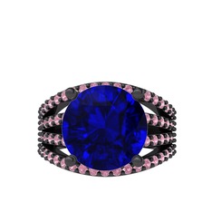 Amira Yüzük - Lab safir ve pembe kuvars 925 ayar siyah rodyum kaplama gümüş yüzük #17iv2fl