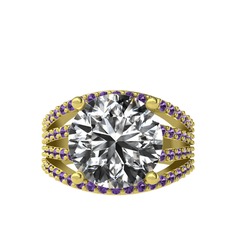 Amira Yüzük - Swarovski ve ametist 18 ayar altın yüzük #17p7lej