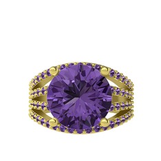 Amira Yüzük - Ametist 925 ayar altın kaplama gümüş yüzük #18658kq