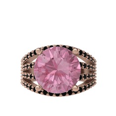 Amira Yüzük - Pembe kuvars ve siyah zirkon 8 ayar rose altın yüzük #19neilm