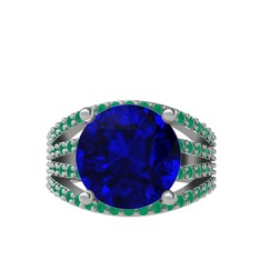 Amira Yüzük - Lab safir ve kök zümrüt 925 ayar gümüş yüzük #19r3imp