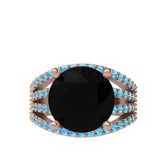 Amira Yüzük - Siyah zirkon ve akuamarin 925 ayar rose altın kaplama gümüş yüzük #1a0hr4d