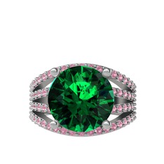 Amira Yüzük - Yeşil kuvars ve pembe kuvars 925 ayar gümüş yüzük #1b63lcm