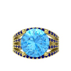 Amira Yüzük - Akuamarin ve lab safir 18 ayar altın yüzük #1b9ed7h