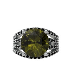 Peridot ve siyah zirkon 925 ayar gümüş yüzük