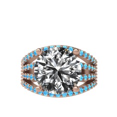 Amira Yüzük - Swarovski ve akuamarin 14 ayar rose altın yüzük #1bzfpdc