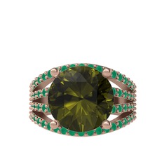 Amira Yüzük - Peridot ve kök zümrüt 8 ayar rose altın yüzük #1dizw8f