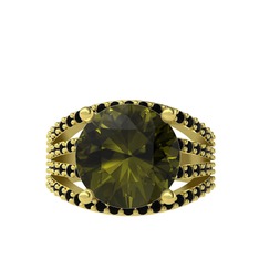 Peridot ve siyah zirkon 18 ayar altın yüzük