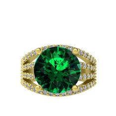 Amira Yüzük - Yeşil kuvars ve swarovski 925 ayar altın kaplama gümüş yüzük #1e1lvfa