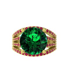 Yeşil kuvars ve rodolit garnet 8 ayar altın yüzük