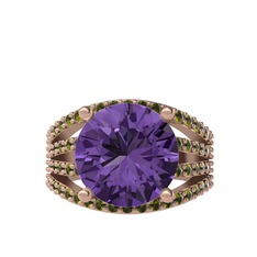 Amira Yüzük - Ametist ve peridot 925 ayar rose altın kaplama gümüş yüzük #1f3u5ir