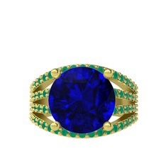 Amira Yüzük - Lab safir ve kök zümrüt 18 ayar altın yüzük #1gpsksw