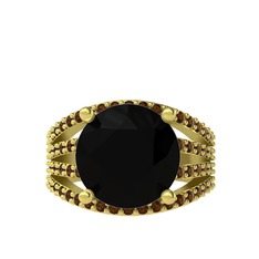 Amira Yüzük - Siyah zirkon ve dumanlı kuvars 14 ayar altın yüzük #1h3kd9g