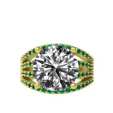 Amira Yüzük - Swarovski ve yeşil kuvars 8 ayar altın yüzük #1l4qeh2