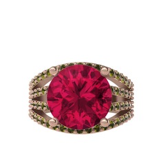 Rodolit garnet ve peridot 14 ayar rose altın yüzük