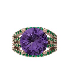 Amira Yüzük - Ametist ve yeşil kuvars 14 ayar rose altın yüzük #1m8cpbj