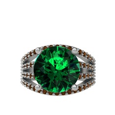 Amira Yüzük - Yeşil kuvars ve dumanlı kuvars 925 ayar gümüş yüzük #1mb61tl