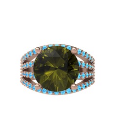 Amira Yüzük - Peridot ve akuamarin 925 ayar rose altın kaplama gümüş yüzük #1nesiqr