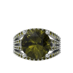 Peridot 8 ayar beyaz altın yüzük