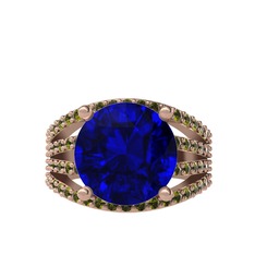 Amira Yüzük - Lab safir ve peridot 14 ayar rose altın yüzük #1o7afae