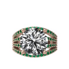 Amira Yüzük - Swarovski ve yeşil kuvars 925 ayar rose altın kaplama gümüş yüzük #1oj2unp
